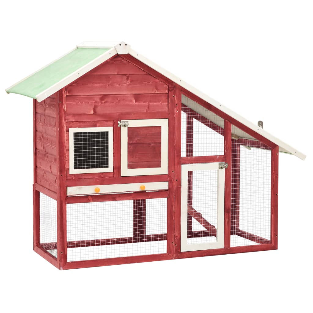 NNEDPE Rabbit Hutch Red And White 140x63x120 Cm Solid Firwood