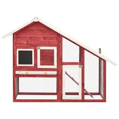 NNEDPE Rabbit Hutch Red And White 140x63x120 Cm Solid Firwood