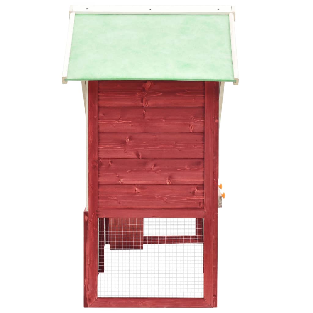 NNEDPE Rabbit Hutch Red And White 140x63x120 Cm Solid Firwood