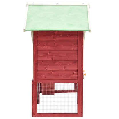 NNEDPE Rabbit Hutch Red And White 140x63x120 Cm Solid Firwood