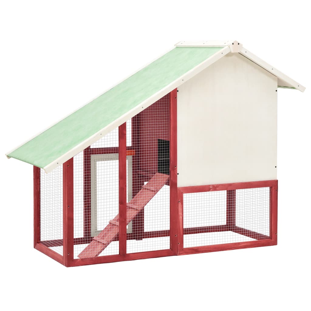 NNEDPE Rabbit Hutch Red And White 140x63x120 Cm Solid Firwood