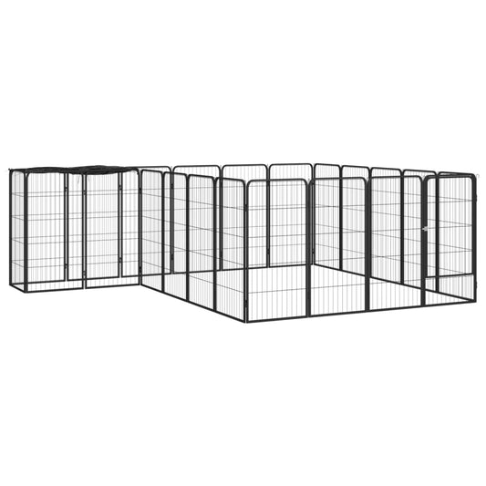 NNEVL 22-Panel Dog Playpen Black 50x100 cm Powder-coated Steel