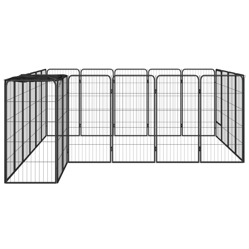 NNEVL 22-Panel Dog Playpen Black 50x100 cm Powder-coated Steel