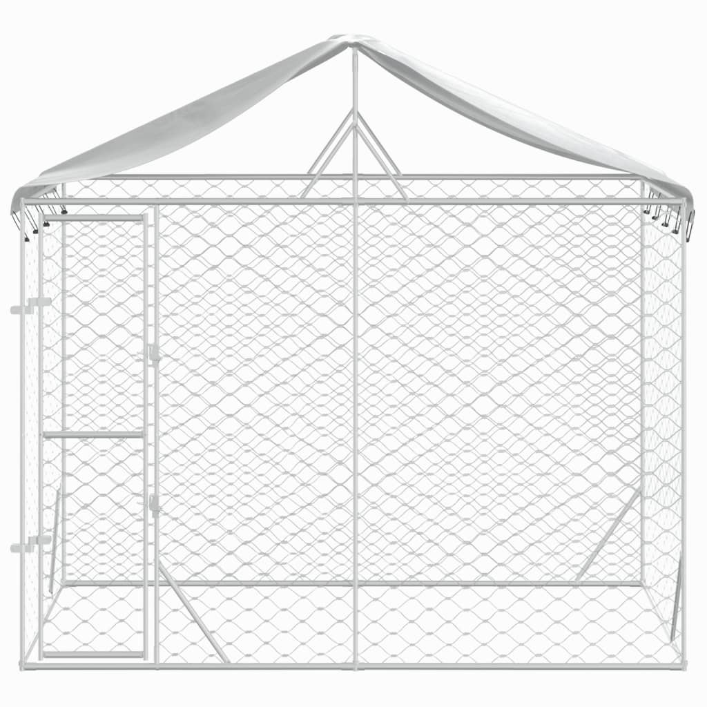 NNEVL Outdoor Dog Kennel with Roof Silver 3x1.5x2.5 m Galvanised Steel