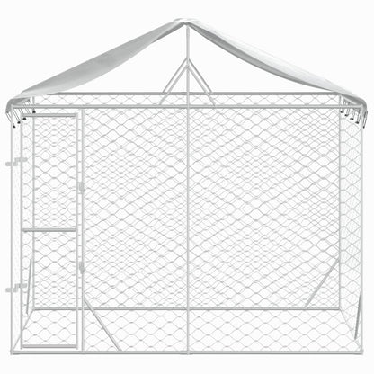 NNEVL Outdoor Dog Kennel with Roof Silver 3x1.5x2.5 m Galvanised Steel