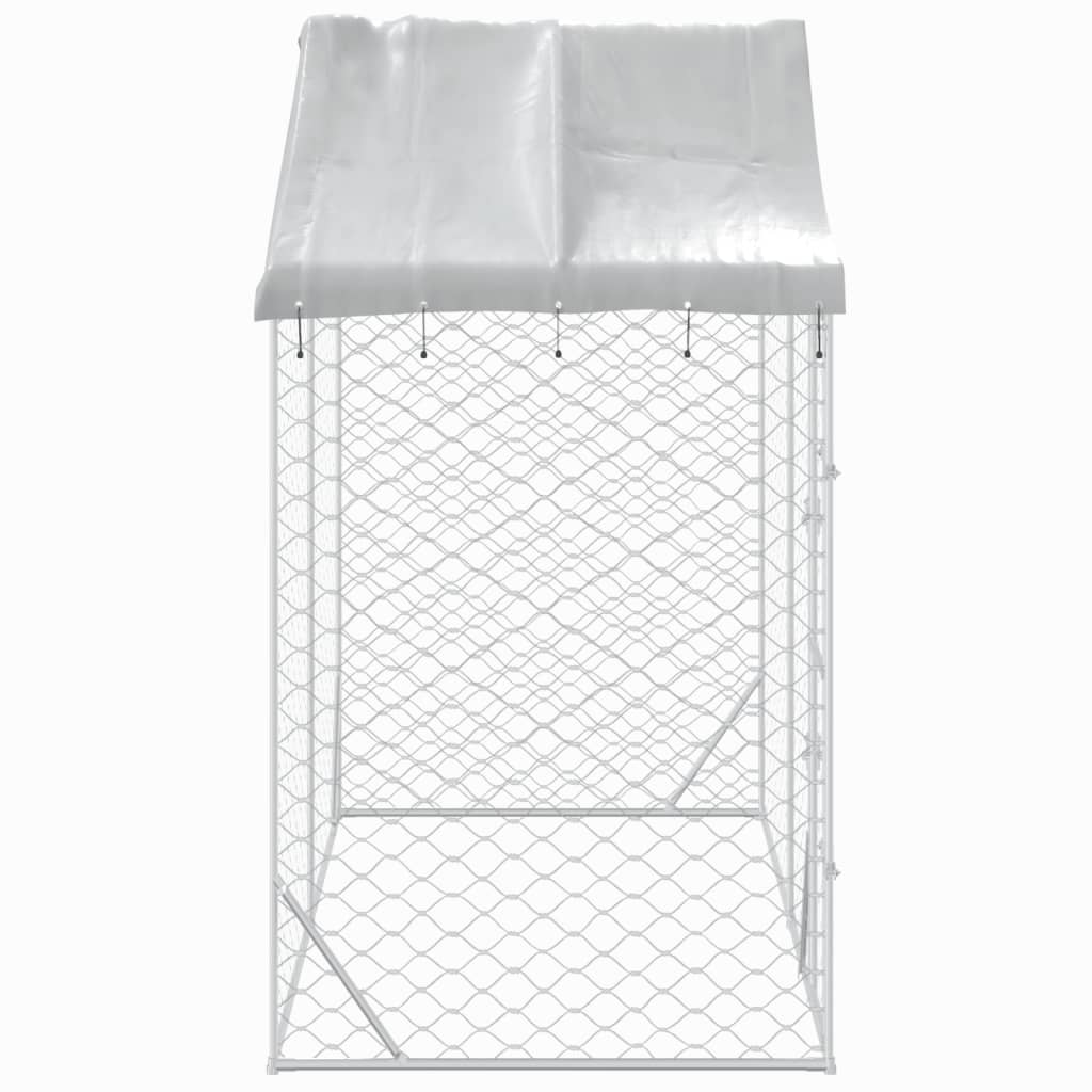 NNEVL Outdoor Dog Kennel with Roof Silver 3x1.5x2.5 m Galvanised Steel