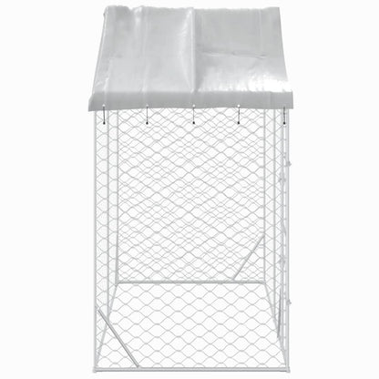 NNEVL Outdoor Dog Kennel with Roof Silver 3x1.5x2.5 m Galvanised Steel