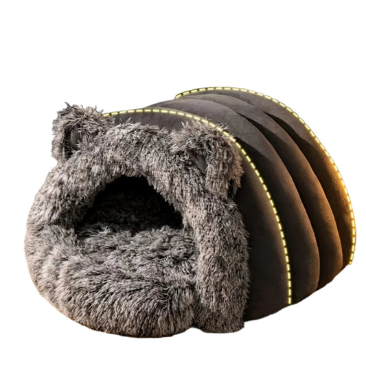 NNETM Plush Fleece Cat Cave Bed for Winter Comfort