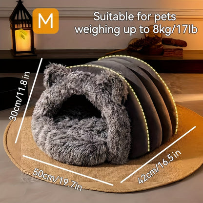 NNETM Plush Fleece Cat Cave Bed for Winter Comfort